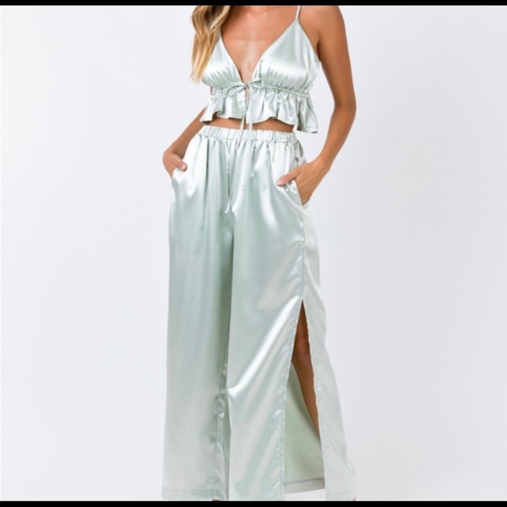 Mint Pants with Slits